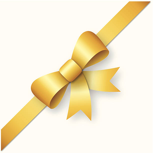 Gold gift bow isolated on white background.