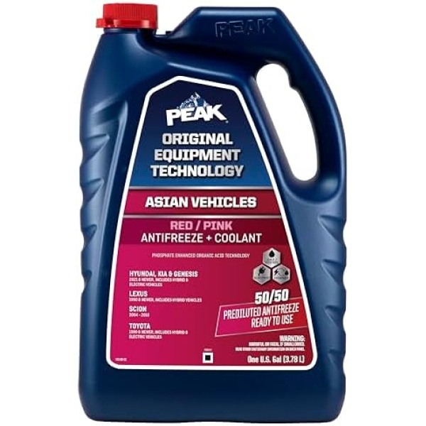 PEAK OET Extended Life Red/Pink 50/50 Prediluted Antifreeze/Coolant for Asian